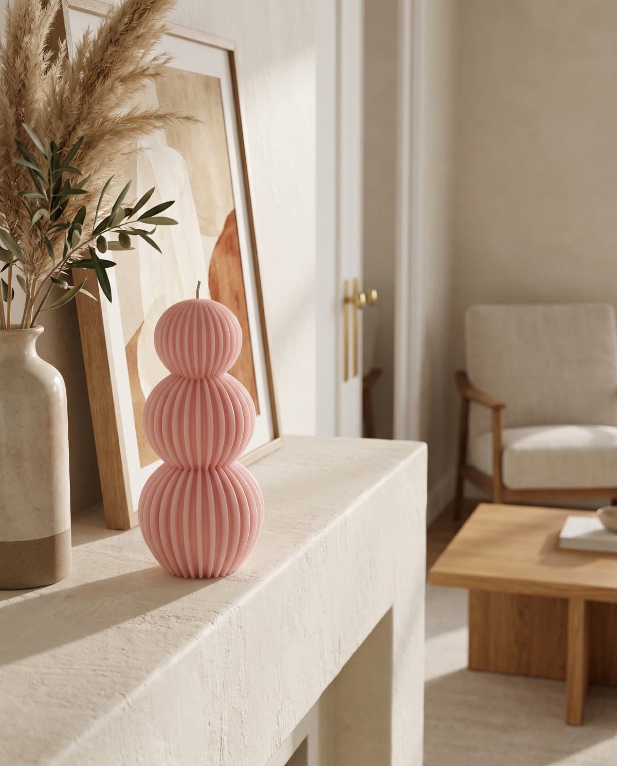 Three Striped Spheres Candle