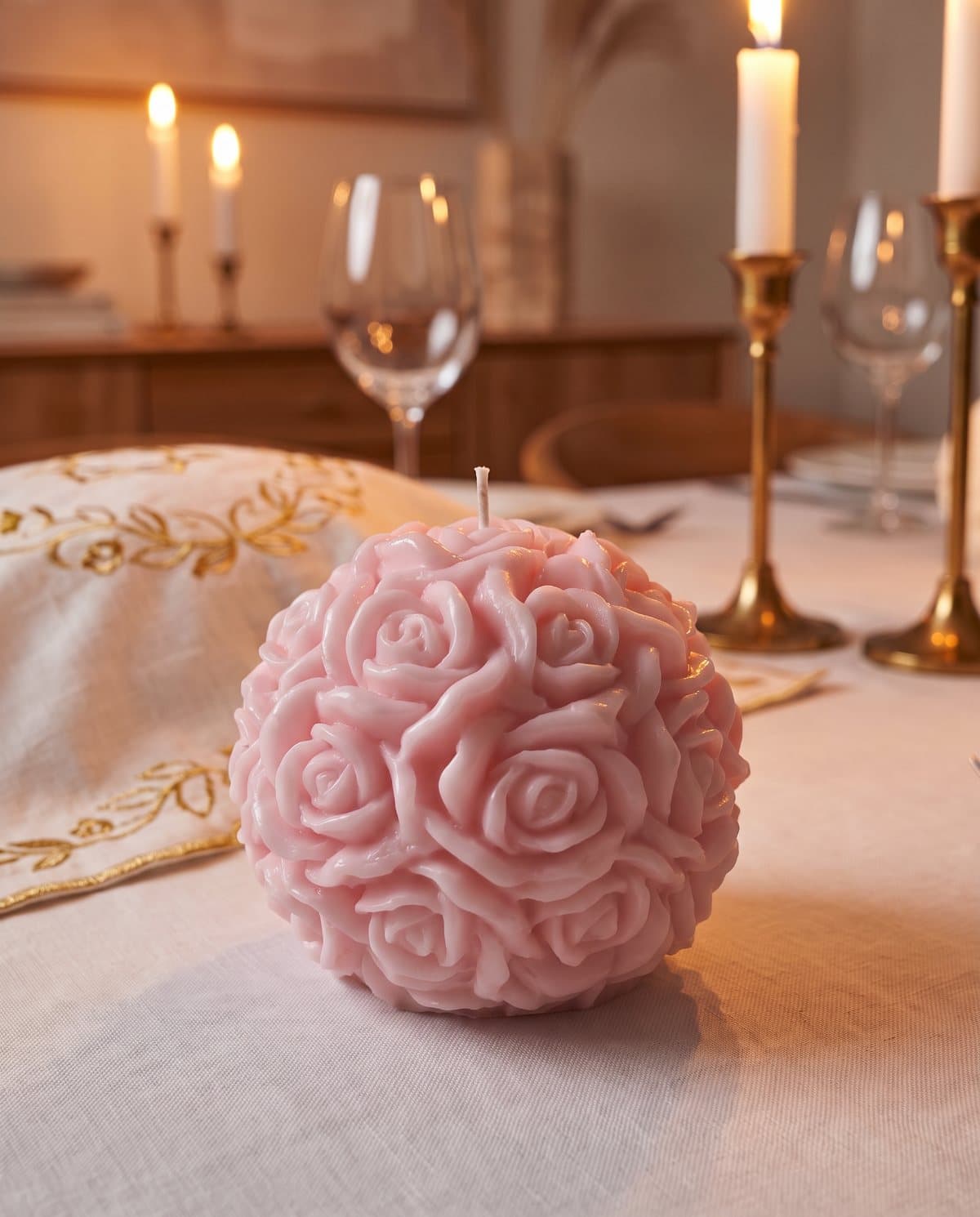Flower Ball Candle, Pink