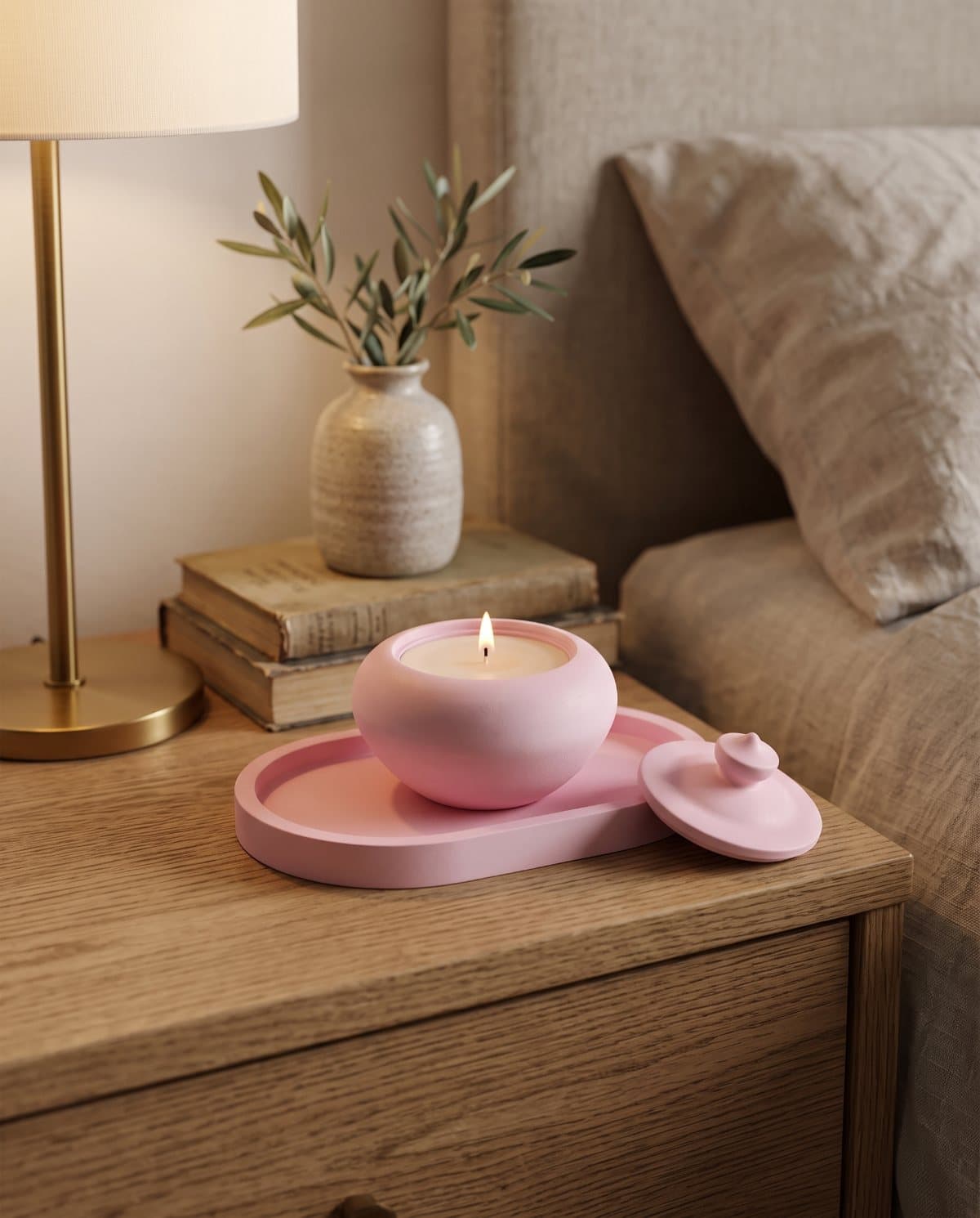 Lidded Jar Candle, Pink