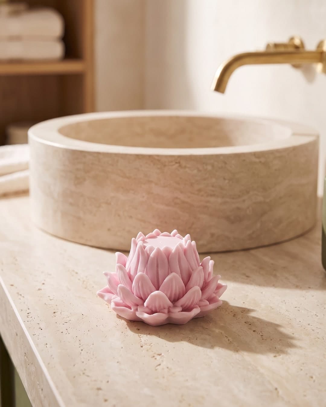 סבון דקורטיבי פרח לוטוס מפיץ ריח לבונה, הדס, אורן וברוש